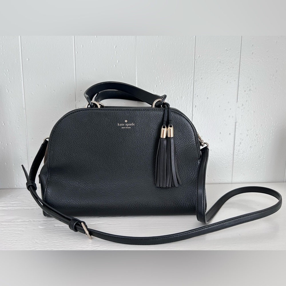 Kate Spade Black Satchel with Structured Design and Top Handles